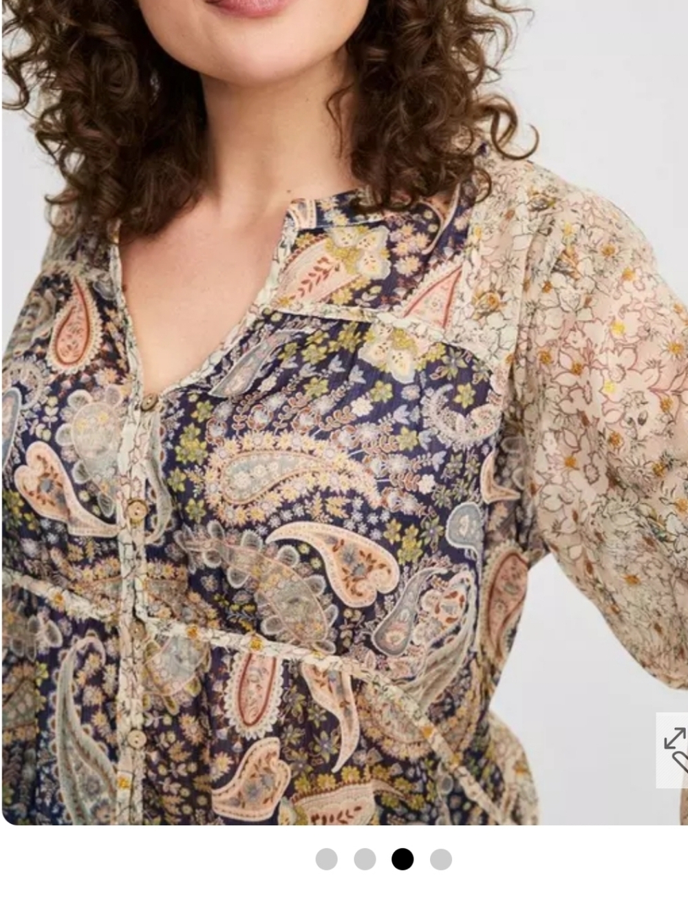 NWT Torrid Chiffon Mixed Print Paisley Top Size 1